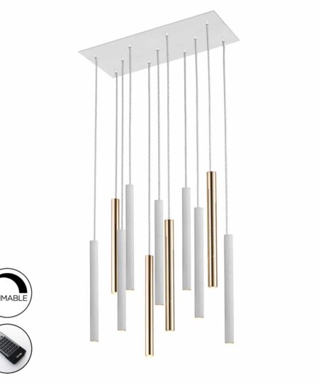 ·VARAS· LAMP, 11L., GOLD/WHITE