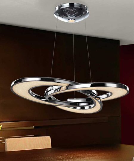 LINKED CIRCULAR CHROME CEILING PENDANT LIGHT - 50.4W / 3,865lm