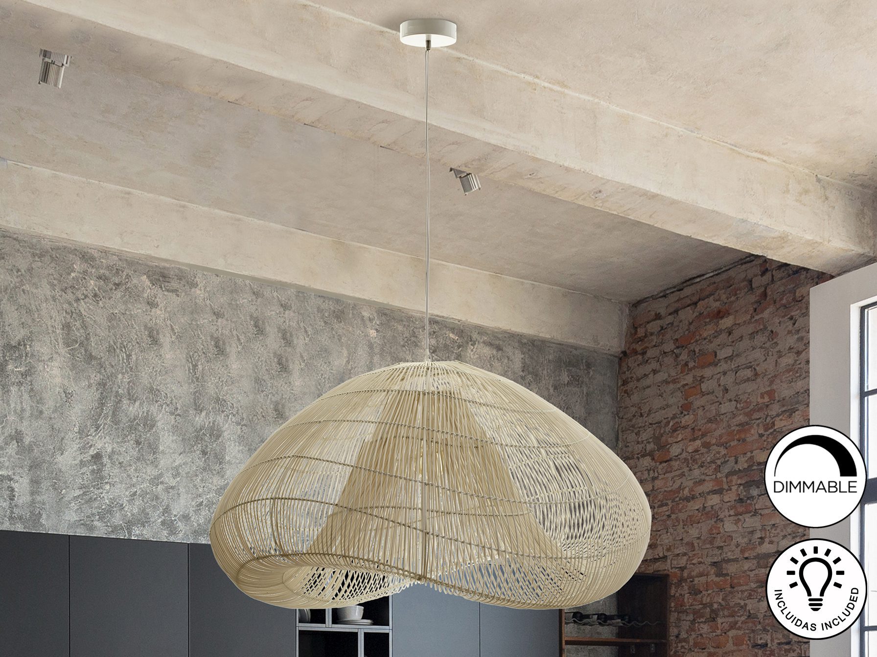 ABAH - LAMP WHITE RATTAN 100 CM